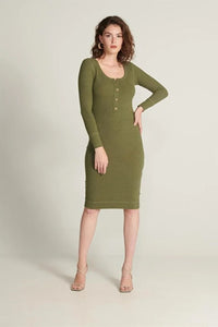 Khaki Dress with Button Details