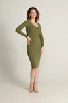 Khaki Dress with Button Details