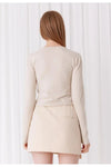 Buttoned Soft Crop Cardigan with Raw-Edge Hem
