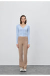 Buttoned Soft Crop Cardigan with Raw-Edge Hem