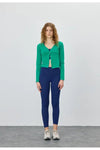 Buttoned Soft Crop Cardigan with Raw-Edge Hem