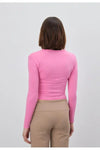Buttoned Soft Crop Cardigan with Raw-Edge Hem