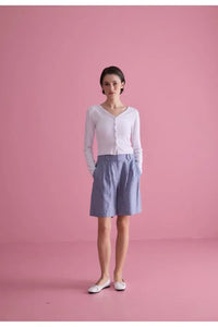 Buttoned Soft Crop Cardigan with Raw-Edge Hem
