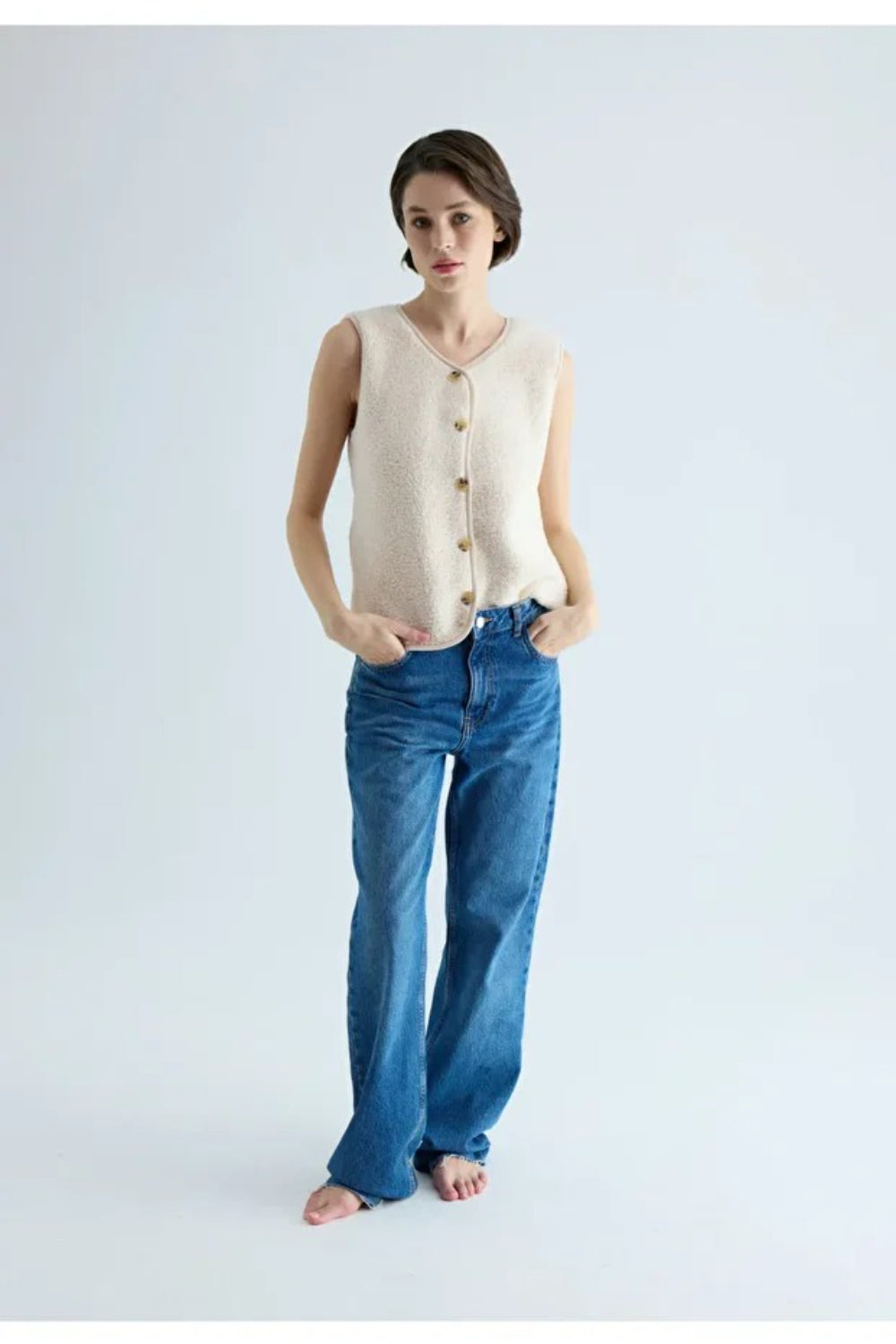 Buttoned Plush Vest
