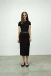 Ribbed Skirt with Ruffled Hem