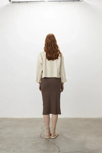 Ribbed Skirt with Ruffled Hem