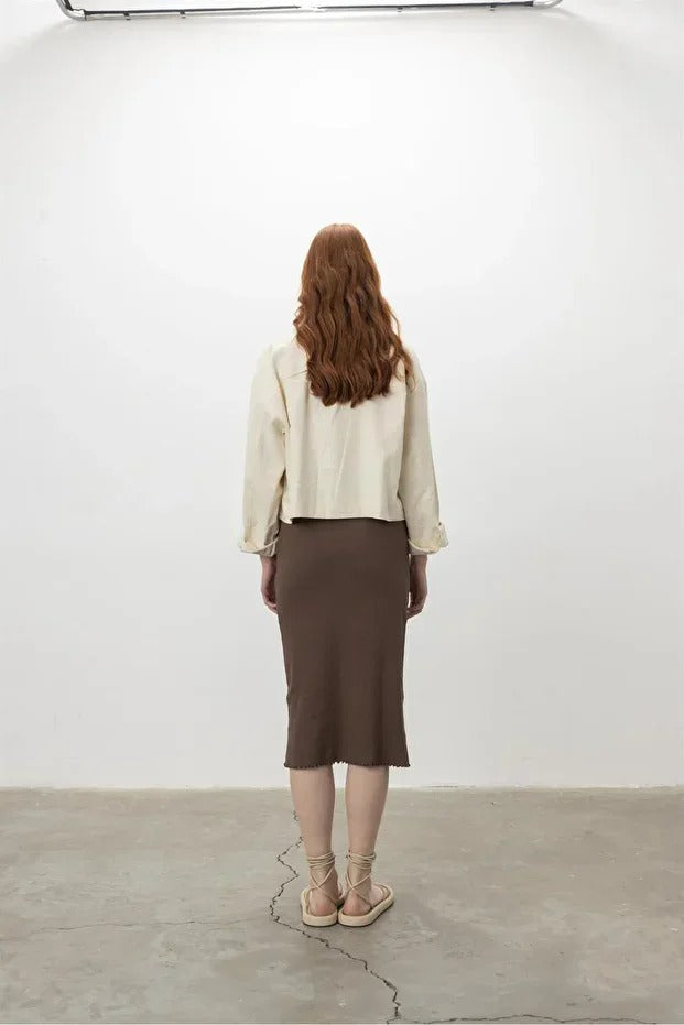 Ribbed Skirt with Ruffled Hem