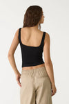 Black Cotton Square Neck Strappy Bodysuit