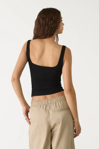 Black Cotton Square Neck Strappy Bodysuit