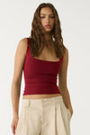 Burgundy Cotton Square Neck Strappy Bodysuit