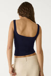 Navy Cotton Square Neck Strappy Bodysuit