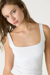 White Cotton Square Neck Strappy Bodysuit
