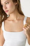 White Cotton Square Neck Strappy Bodysuit