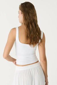 White Cotton Square Neck Strappy Bodysuit