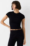 Black Crew Neck Basic Ultra-Soft 100% Cotton Short Sleeve Top
