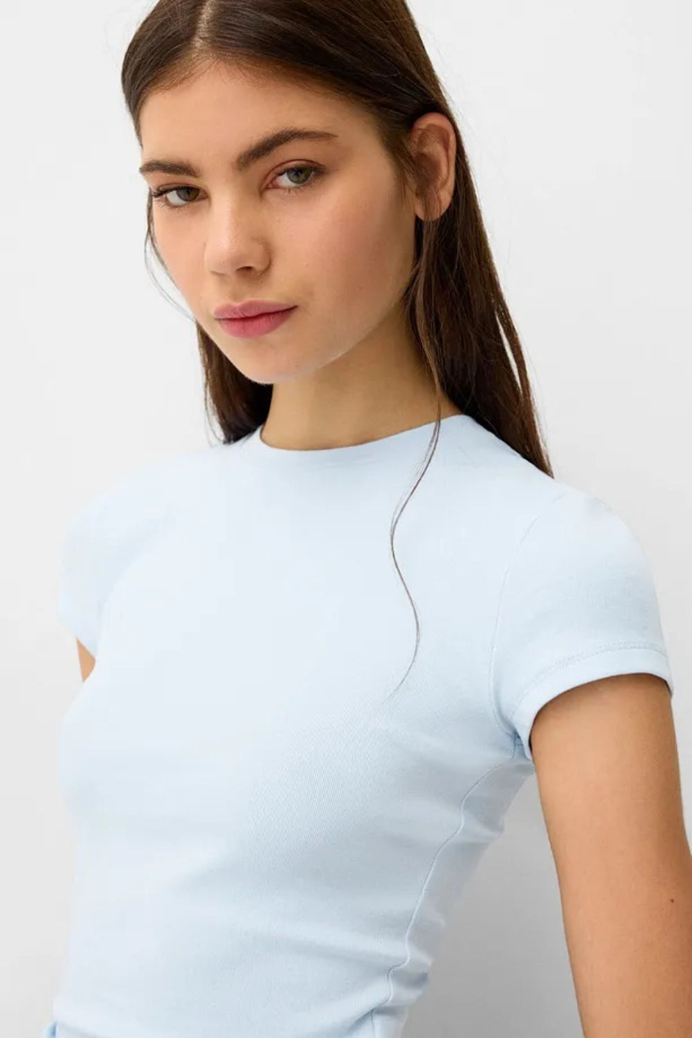 Blue Crew Neck Basic Ultra-Soft 100% Cotton Short Sleeve Top