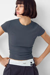 Dark Grey Crew Neck Basic Ultra-Soft 100% Cotton Short Sleeve Top
