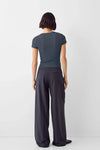 Dark Grey Crew Neck Basic Ultra-Soft 100% Cotton Short Sleeve Top