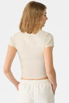 Light Beige Crew Neck Basic Ultra-Soft 100% Cotton Short Sleeve Top