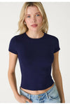 Navy Crew Neck Basic Ultra-Soft 100% Cotton Short Sleeve Top