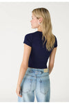 Navy Crew Neck Basic Ultra-Soft 100% Cotton Short Sleeve Top