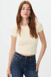 Yellow Crew Neck Basic Ultra-Soft 100% Cotton Short Sleeve Top