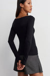Black Boat Neck Long-Sleeve Top 100% Cotton