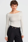 White Boat Neck Long-Sleeve Top 100% Cotton