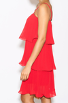 Relaxed Fit Cami Pleated Mini Dress with Layer Details in Red