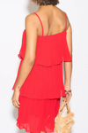 Relaxed Fit Cami Pleated Mini Dress with Layer Details in Red