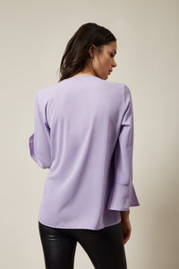 Oversized Top With Frilled Front In Lilac
