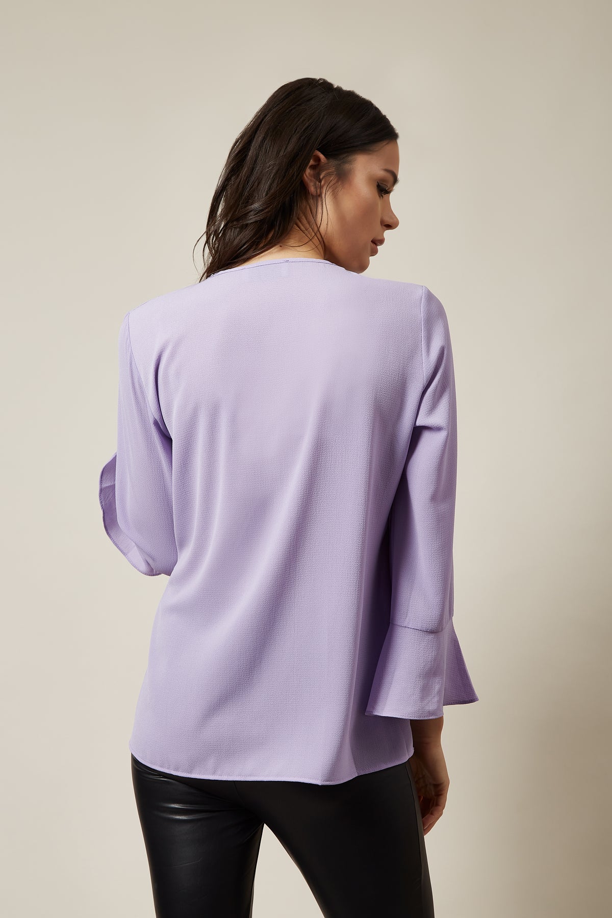 Oversized Top With Frilled Front In Lilac