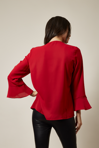 Oversized Top With Frilled Front In Burgundy