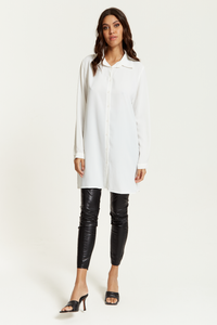 Oversized Shirt Tunic with Long Sleeves in White
