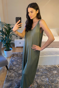 Tank-Top Relaxed Jumpsuit in Green