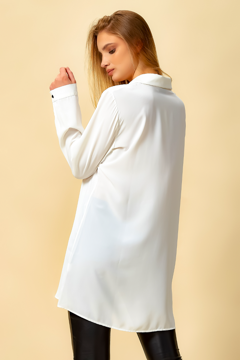 Tunic Shirt with Button Details in White