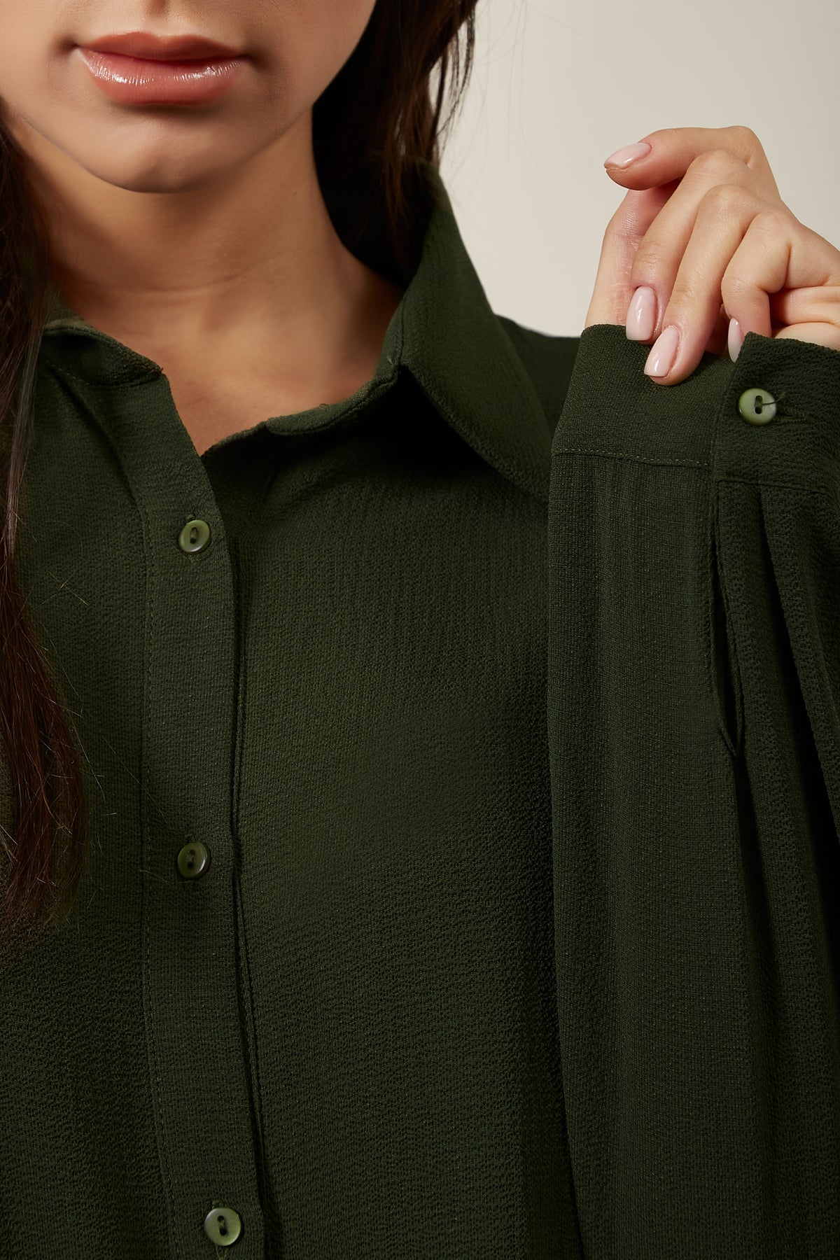 Long Sleeves Oversized Shirt In Khaki