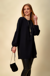 Oversized Patchwork Sleeves Top in Black