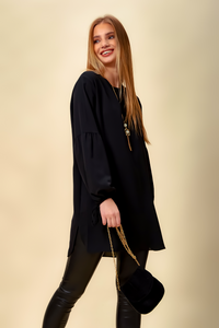 Oversized Patchwork Sleeves Top in Black