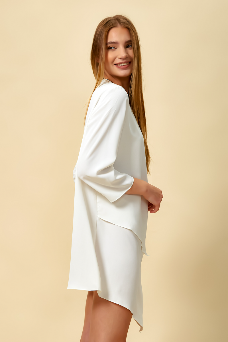3/4 Sleeve Relaxed Layered Top in White