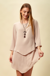 3/4 Sleeve Relaxed Layered Top in Pink