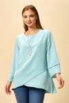 Oversized Asymmetric Layered Top in Baby Blue