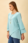 Oversized Asymmetric Layered Top in Baby Blue