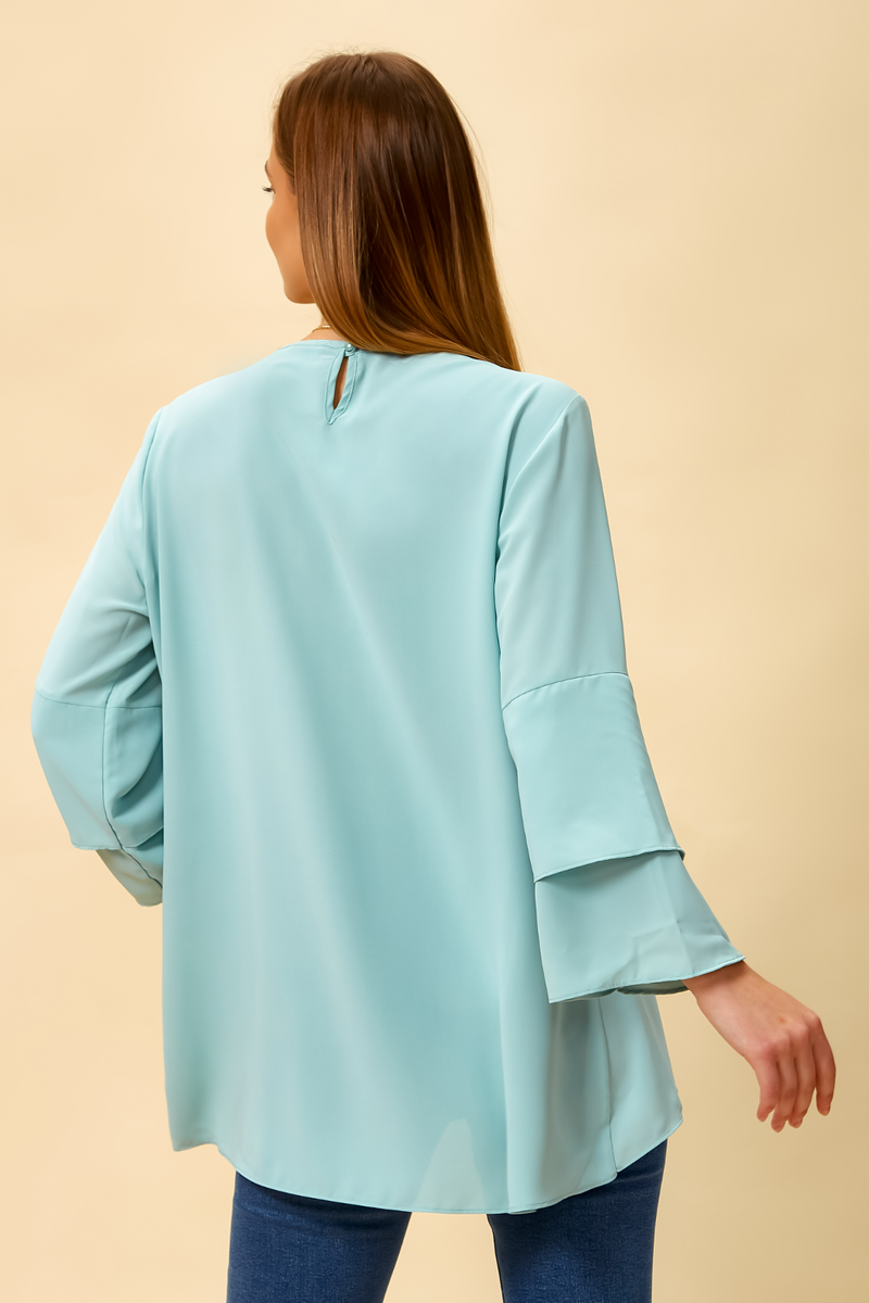 Oversized Asymmetric Layered Top in Baby Blue