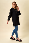 Oversized Ruffle Sleeve Relaxed Fit Tunic in Black