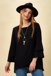 Oversized Black Top with Long Sleeves