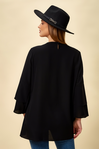 Oversized Black Top with Long Sleeves