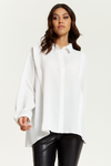 Relaxed Fit Long Sleeves Shirt Top with Button Details in White