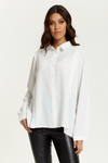 Relaxed Fit Long Sleeves Shirt Top with Button Details in White