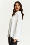 Relaxed Fit Long Sleeves Shirt Top with Button Details in White